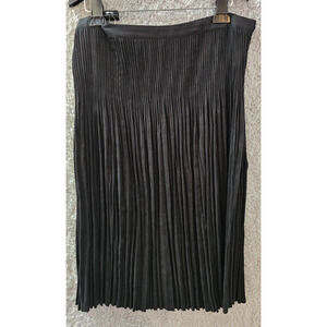 Coldwater Creek Skirt Black Pleated Faux Suede Fit & Flare Western Goth Petite L